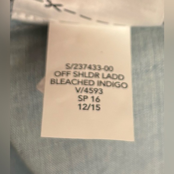 NEW GAP Off-Shoulder Pointelle Chambray Denim‎ 3/4 Sleeve top Sz XL 0563 - Picture 7 of 8